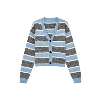 Orange Desire Knitwear Women's Blue Gray Stripes