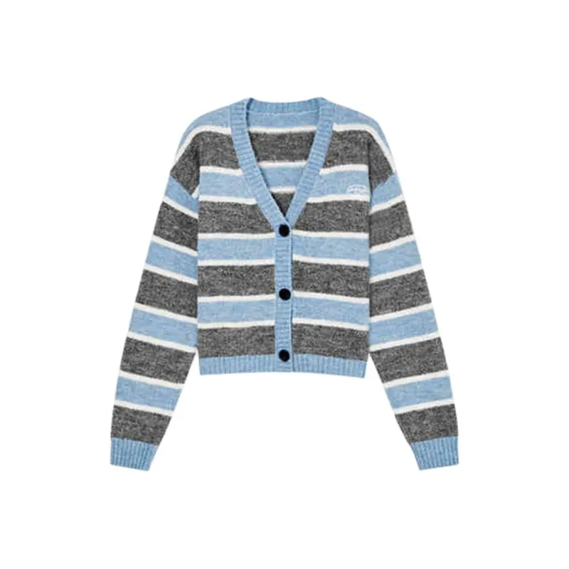 Orange Desire Knitwear Women's Blue Gray Stripes-0