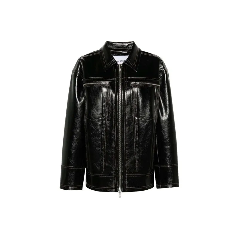 STAND STUDIO Lavender Faux-leather Jacket-0