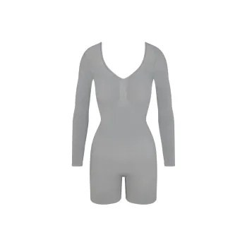 SKIMS SEAMLESS SCULPT LONG SLEEVE LOW BACK MID THIGH BODYSUIT Bodysuits Women's Pacific