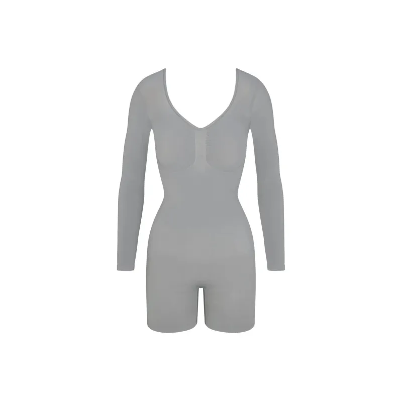 SKIMS SEAMLESS SCULPT LONG SLEEVE LOW BACK MID THIGH BODYSUIT Bodysuits Women's Pacific-0