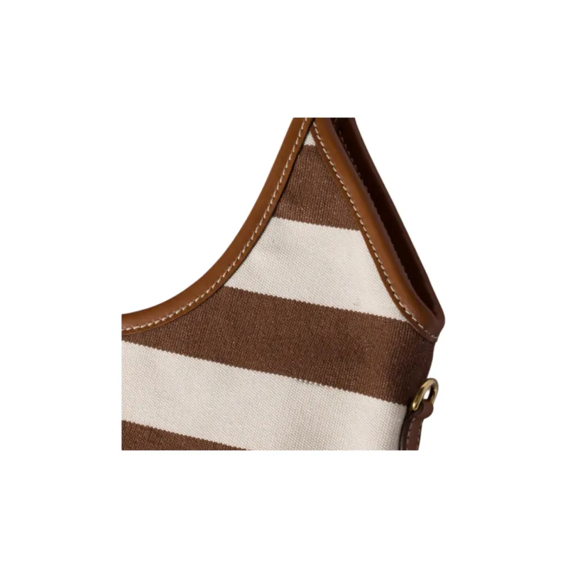 MIU MIU Ivy Cotton Tote Bag, Shopping Bag, Shoulder Bag Women's Cocoa Brown & Natural-4