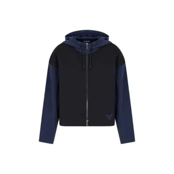 EMPORIO ARMANI Zip up Blouson With Hood In Interlock Jersey
