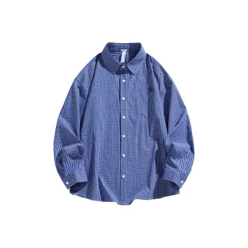Warrior Huichao Riding The Wind Collection Shirt Unisex Blue White Plaid