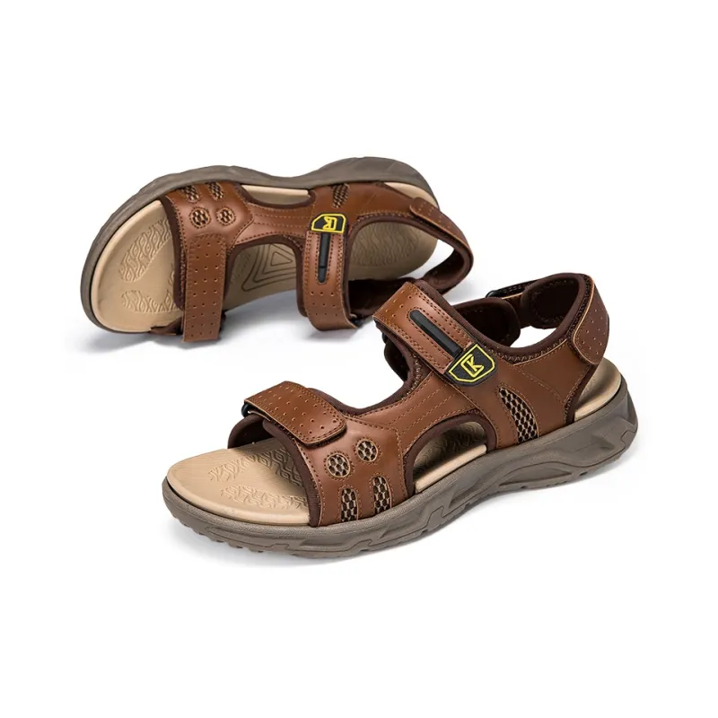 CKVUSAMG Beach Sandals Men Light Brown/Dark Brown-7