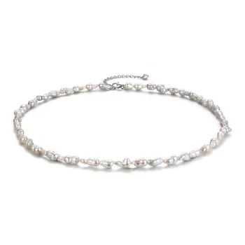 ZXIN JEWELRY Pearl Necklace Niche Irregular Shape Collarbone Chain S925 Silver Women's