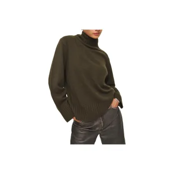 REFORMATION Conrad Cashmere Turtleneck Cashmere Sweater Women's Pine Tree Green