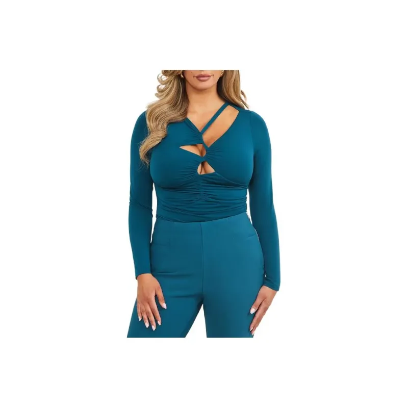 GUESS Selina Cut Out Top Knitwear Women's Blue-0