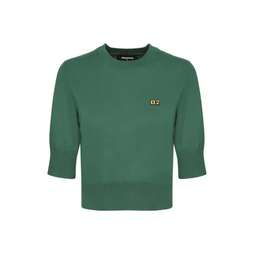 DSQUARED 2 D2 Logo Embroidered Knit Cropped Top
