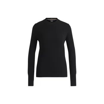HUGO BOSS Regular Fit Sweater In Luxurious Cashmere Cashmere Sweater Women's Black