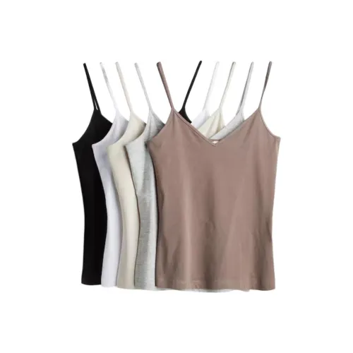 H&M Camisoles Women's 5 Pack Taupe+Light Gray+Cream+White+Black