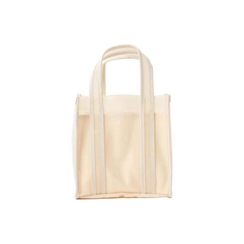 Beams Heart Polyvinyl Chloride Tote Bag, Shopping Bag, Handbag Women's Ecru/Black-0