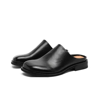 ΛOLUNKΛ Rubber Sole Abrasion Resistant Slip Resistant Closed Toe Slippers Unisex Black
