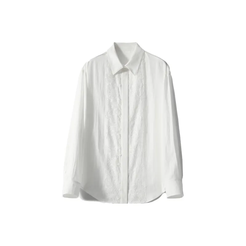 OURUOKE Shirts Women's White-0