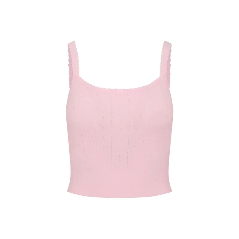 SKIMS FW24 Fake Day Collection Sweater Pointelle Cami Camisole Women's BABY PINK/Light Pink-0