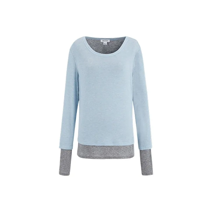URBAN REVIVO Regular T Shirt Women's Gray Blue Heather Gray-0