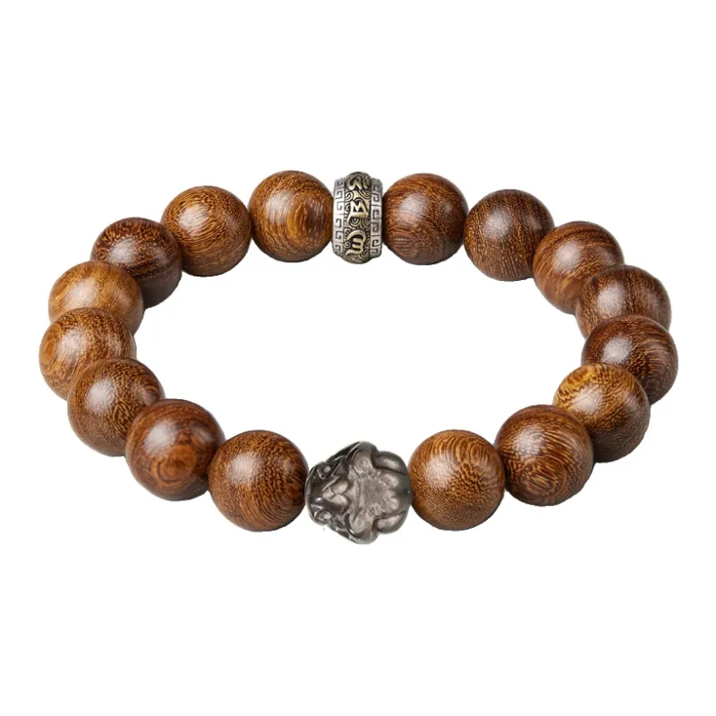 SGE Golden Sandalwood Beaded Bracelet Wooden Product Buddhist Bead Unisex-10