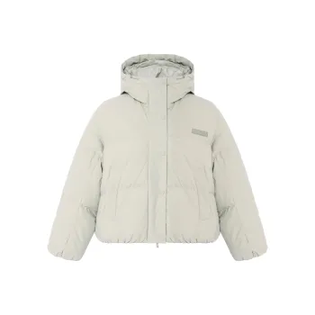 Adidas Originals Clover Series Outfit Down Jacket Women's Light Sesame Earth Gray