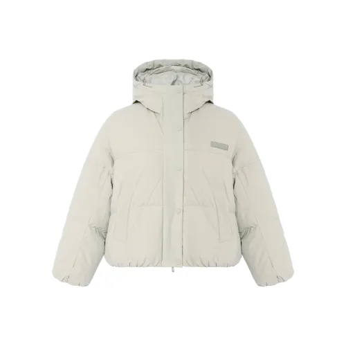 Adidas Originals Clover Series Outfit Down Jacket Women's Light Sesame Earth Gray