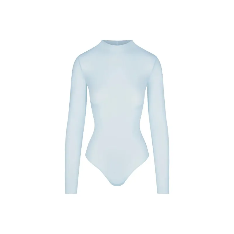 SKIMS MILKY SHEER MOCK NECK LONG SLEEVE BODYSUIT Bodysuits Women's OPAL/Opal-0
