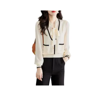 Korean Style Chiffon Shirts Women's Beige