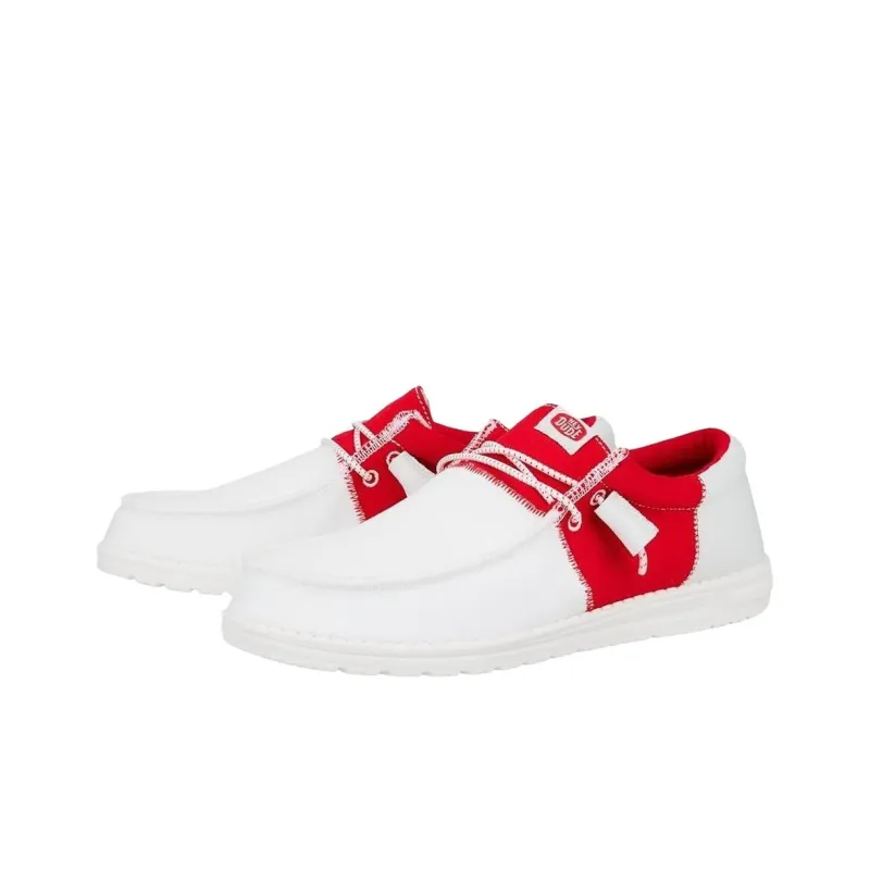 Heydude Wally Tri Varsity Casual Shoes Men's White Red-1