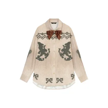 ELF SACK Shirt Women's Bowknot Khaki