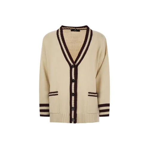 THOM BROWNE V Neck Cropped Cable Knitted Cardigan