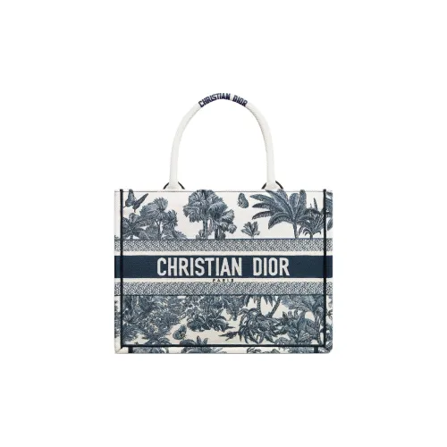 DIOR DiorivieraBookTote Cotton Tote Bag, Shopping Bag, Handbag Medium Size Women's Blue & White