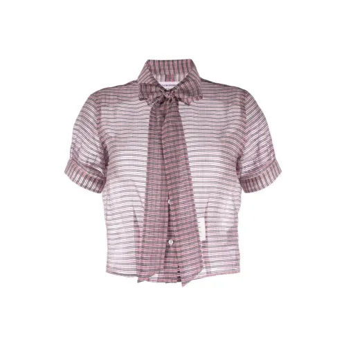 THOM BROWNE Bow Collar Checked Blouse