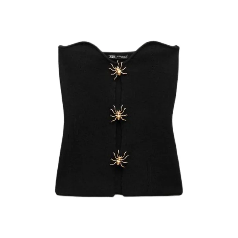 ZARA Halloween Limited Edition Series Strapless Tops Women's Black-0