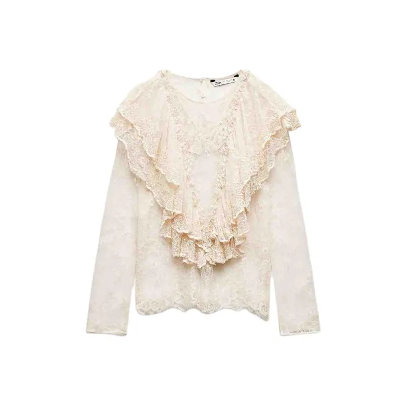 ZARA ZW Series Chiffon Shirts Women's Light Pink-0
