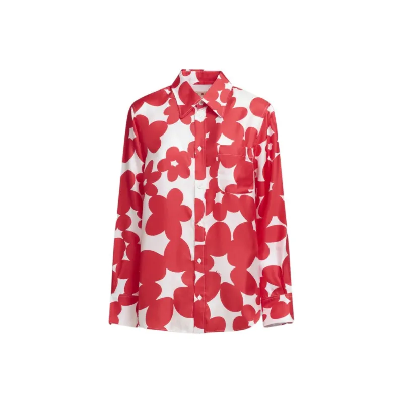 MARNI Floral Printed Curved Hem Shirt-0