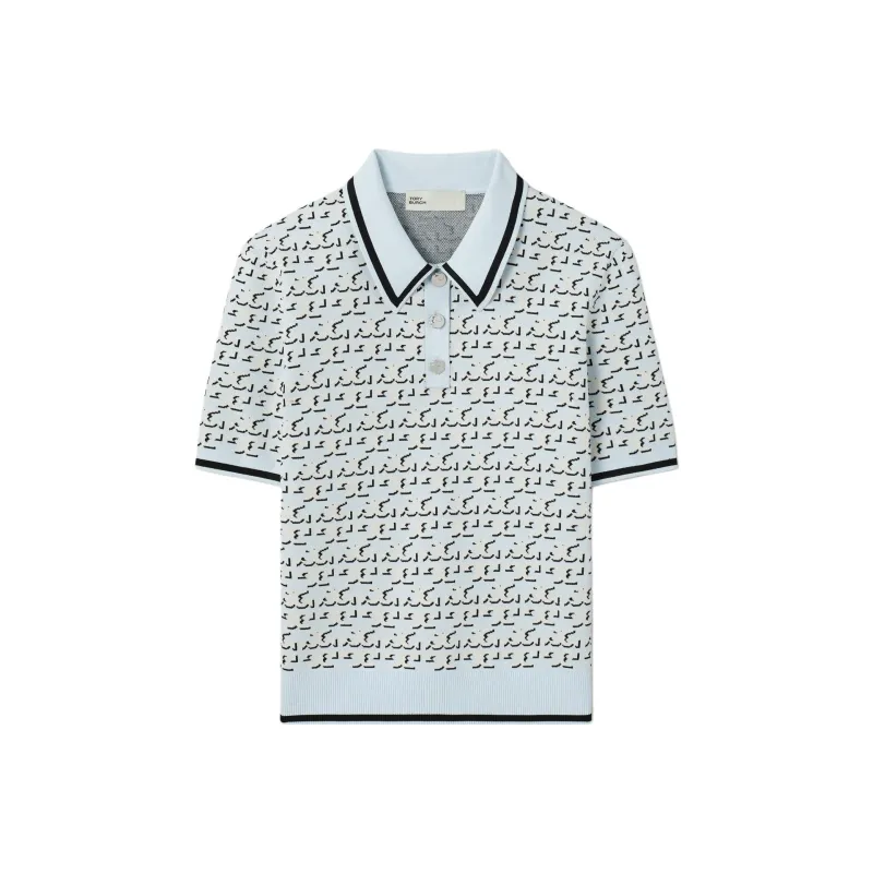 TORY BURCH Monogram Jacquard Polo Top-0