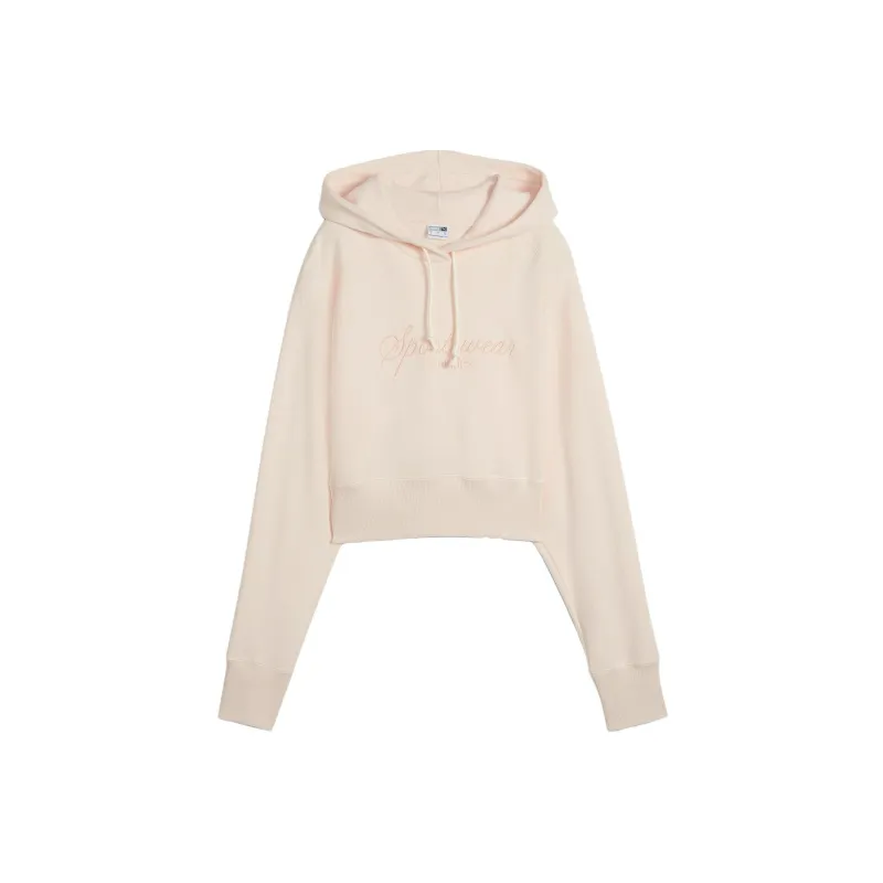 PUMA CLASSICS+ RELAXED CROPPED HOODIE Sweatshirt Women's Peach Blossom-0