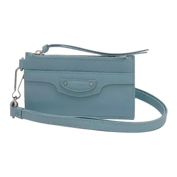 Balenciaga Neo Classic Cow Leather Key Ring Card Holder Women's Blue