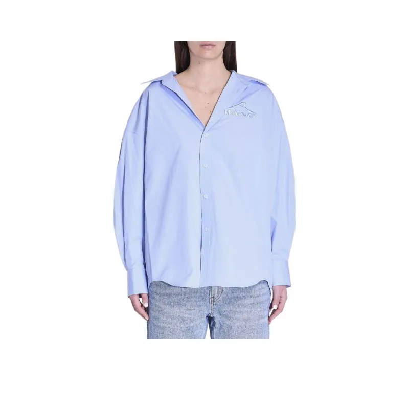 Alexander Wang Graphic Embroidery Oversized Shirt Oxford Blue-0