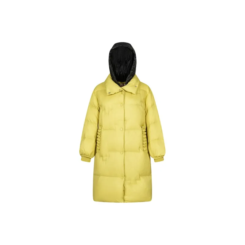 ERAL Solid Color Hooded Loose Fit Thickened Long Down Jacket Women's-6