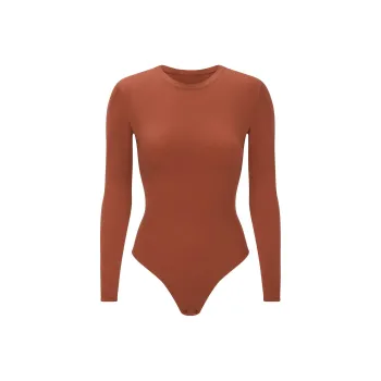 SKIMS FW24 FITS EVERYBODY LONG SLEEVE CREW NECK BODYSUIT Bodysuits Women's SAFFRON/Saffron