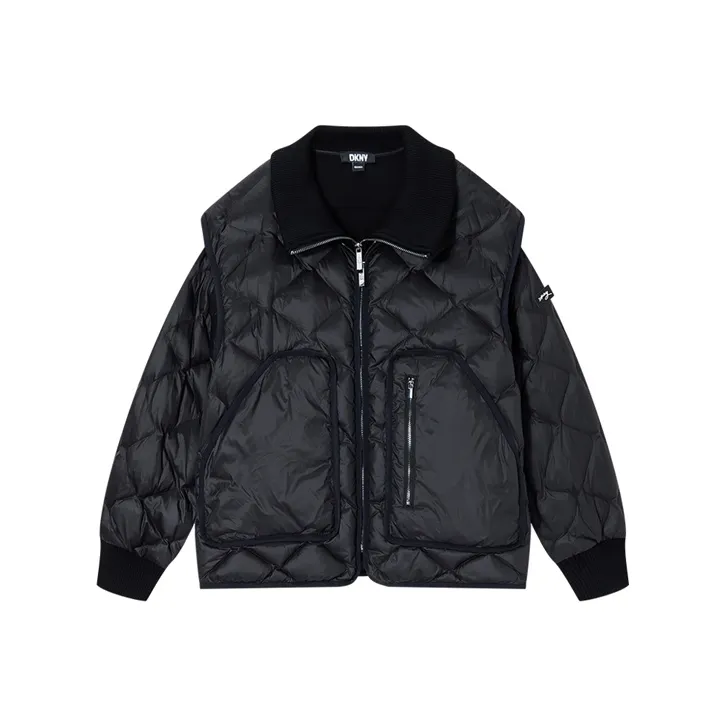 DKNY FW22 Solid Color Stand Collar Down Jacket Women's Black-0