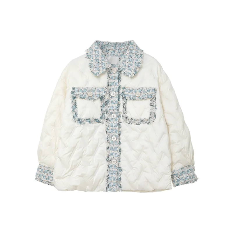 SUNSUNTOWN Down Jackets Women's Snowflake Blue-0