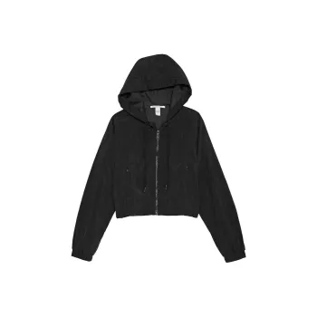 Victoria's Secret Parachute Cropped Weekender Jacket/Black Jackets Coats Women's Black