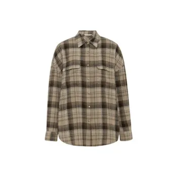 MEIYANG Shirt Women's Coffee Plaid