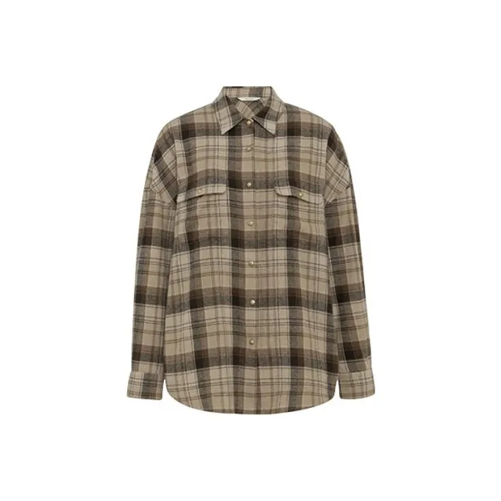 MEIYANG Shirt Women's Coffee Plaid-0