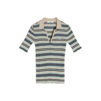Maison Kitsune Fine ribbed Striped Polo Shirt