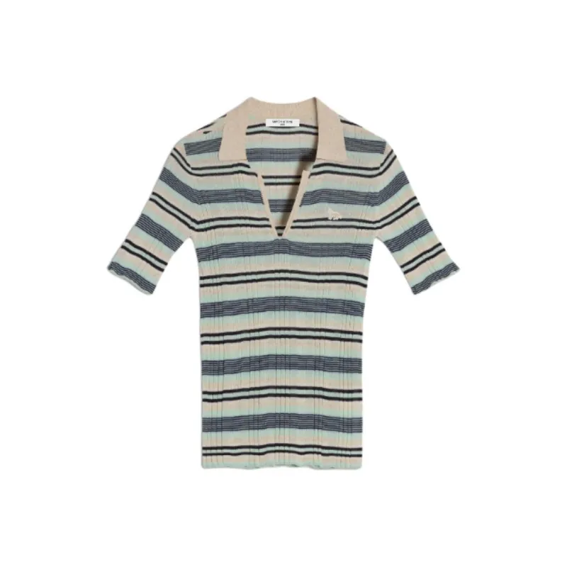 Maison Kitsune Fine ribbed Striped Polo Shirt-0