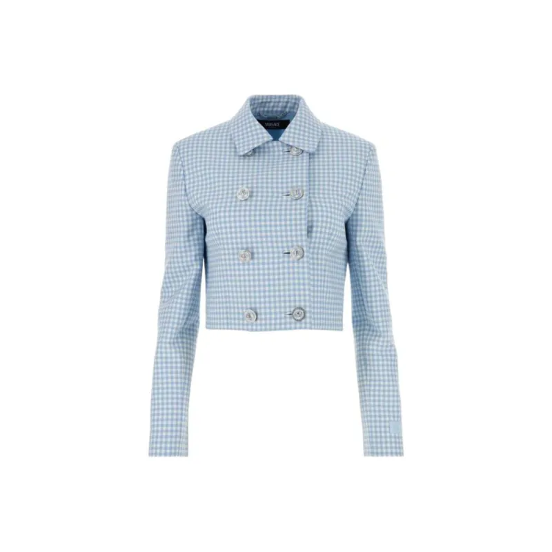 VERSACE Double-Breasted Checked Jacket-0