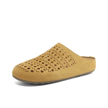 DAPHNE Leather Patchwork Quiet Closed Toe Slippers Women's
