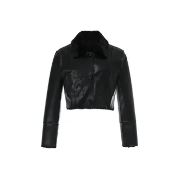 NOT YOUR ROSE FW24 Short Reversible Leather Mustang Jackets Coats Women's Black
