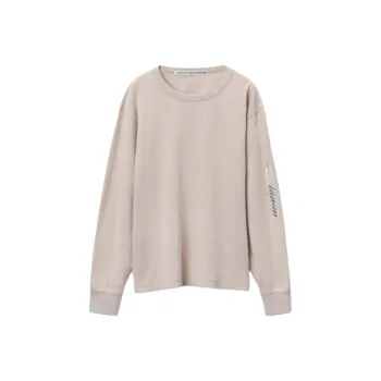 Alexander Wang Logo Embossed Faded Washable Crew Neck Long Sleeved T Shirt Women's Gray White
